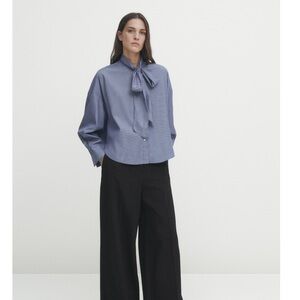 Massimo Dutti striped cotton shirt with neck tie (without tag!)